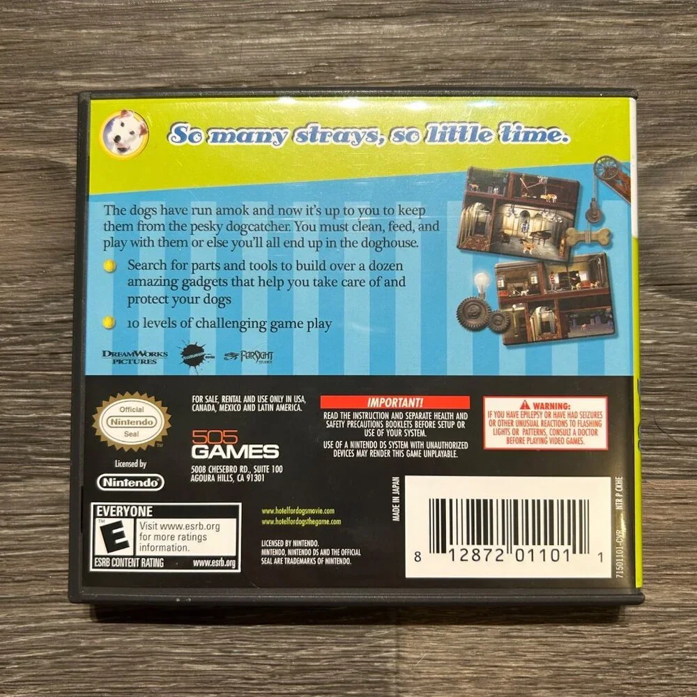 Hotel For Dogs Nintendo DS Complete Case Manual 2009 Nickelodeon Y2K Dreamworks
